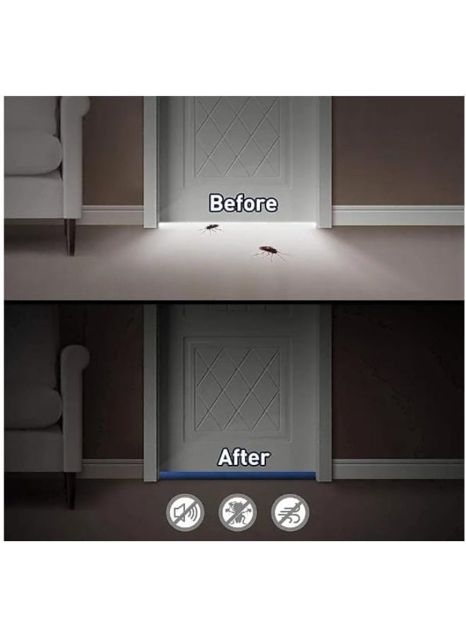 Under-door barrier to protect against dust, insects, cold air, and noise; removable under-door seal without drilling or screws; flexible double design in blue to fit all doors - Image 3